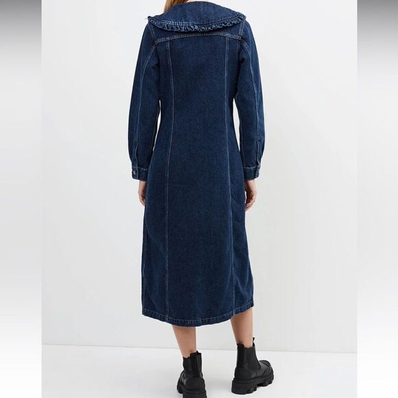 GANNI X LEVI'S Ruffle-trimmed cotton and hemp-blend denim shirt dress - Picture 11 of 12